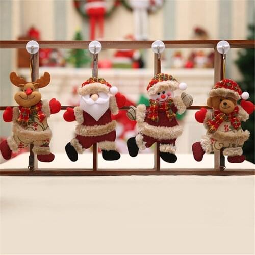 4Pcs Christmas Decoration Santa Elk Bear Snowmen Doll Small Hanging Pieces Christmas Tree Accessories Hanging