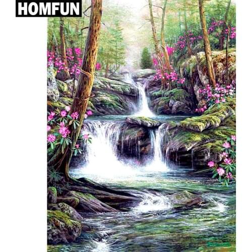 HOMFUN Full Square/Round Drill 5D DIY Diamond Painting "Forest Stream" Embroidery Cross Stitch 5D Home Decor Gift A01370