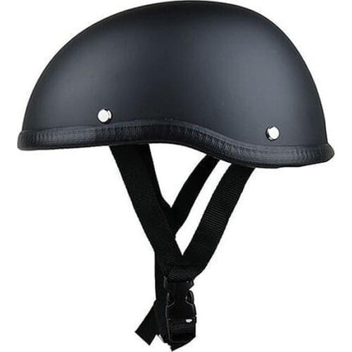 AU04 -Skull Cap Motorcycle Helmet Vintage Half Face Helmet Retro German Style chopper Cruiser，Mat Black