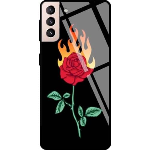Burning Love Tempered Glass Cover For Samsung Galaxy S21 Ultra S20 FE S8 S9 S10 Plus Note 10 20 Case
