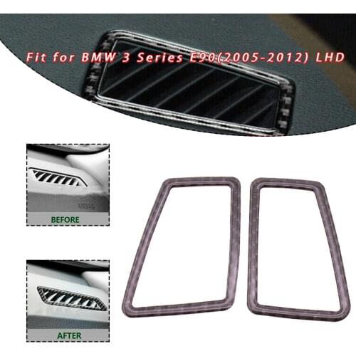 EIDRAN 2PCS Carbon Fiber Air Outlet Vent Cover Trim For BMW 3 Series E90 E92 E93 2005-2012