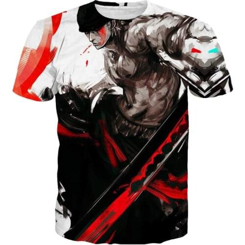 Summer T Shirt Men One Piece Zoro Cartoon TShirt short sleeve Casual Hip Hop T-shirt streetwear Anime 3D print tee shirt