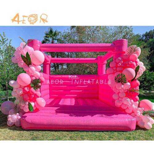 Commerical Soft Play Pink moon bounce, tan air bouncy castle, white moonwalk bounce house