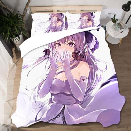 Anime Cartoon Girl Pattern Bedding Set Duvet Cover Beds Set Linens Pillowcases Bed Cover Set Single Queen King Size Home Textile