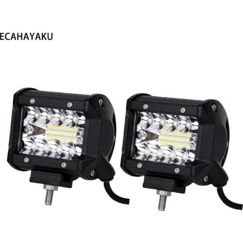 2 Pieces Hot selling brightness 4"inch Tri-row 6000lm 60w offroad led light bar 6000K for 10-30V DC ATV SUV Tractor and Trailers