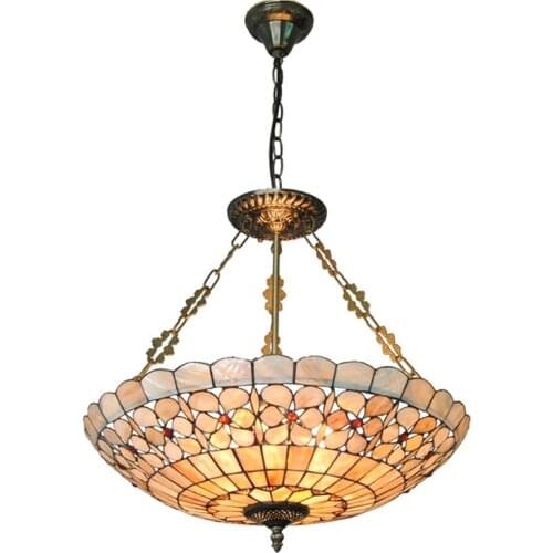 Modern Style Chandelier Flower Stained 53cm Wide Lampshade Vintage Unique Victorian Lamp for Living Bedside Coffee Room