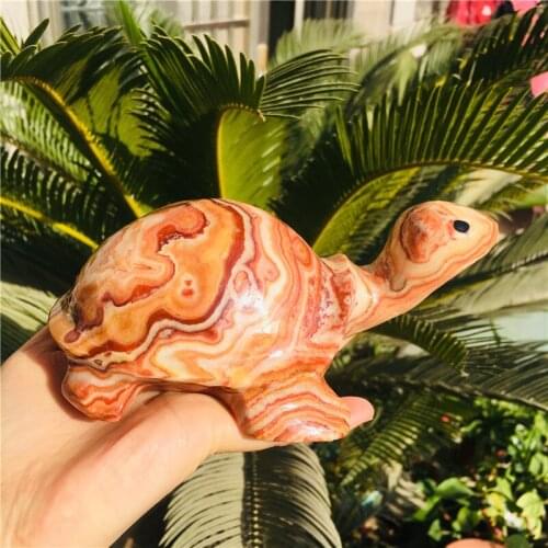 Natural crystal red stone turtle Hand carving Reiki healing 1