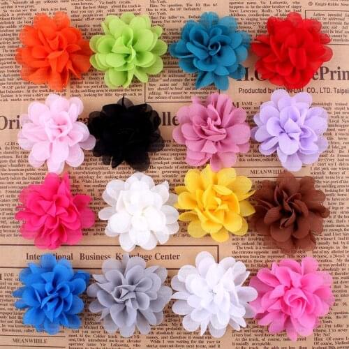 120pcs/lot)2.4" 16 Colors New Hot Chic Blossom Flower For Headband Crochet Chiffon Flower Accessories For Princess