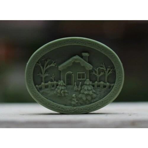Wholesale!!1pcs Christmas Series Little House and Trees (R1204) Silicone Handmade Soap Mold Crafts DIY Mould
