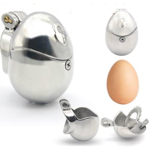 Stainless Steel Male Chastity Cage Ball Stretcher Egg Fully Restraint Chastity Device Cock Cage Penis Ring Bondage Belt Sex Toys