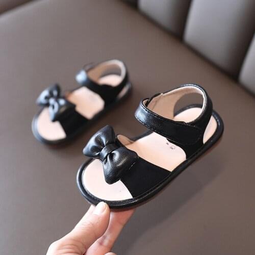 Girls Sandals 2021 Summer Children Bow Soft Sole Non-slip Flat Beach Sandals Toddler Shoes Fashion Baby Shoes E792