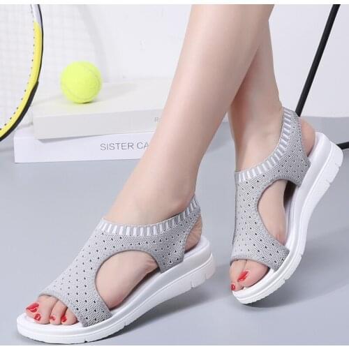 Womens Shoes 2020 New Female Shoes Woman Summer Sneakers Wedge Comfortable Sandals Ladies Slip-on Flat Sandals Sandalias