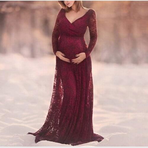 Sexy Maternity Dresses For Photo Shoot Women Photography Dress Lace Long Dress Mother Pregnancy Dress одежда для беременных L