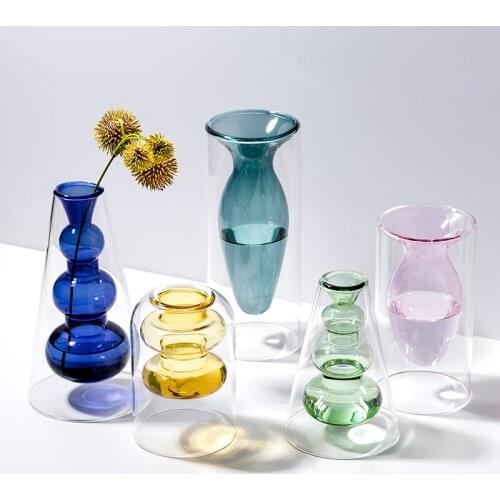 Nordic Home Decoration Crystal Vases for The Interior Hydroponic Flower Stained Vase Glass Flower Base Living Room Desktop Gift