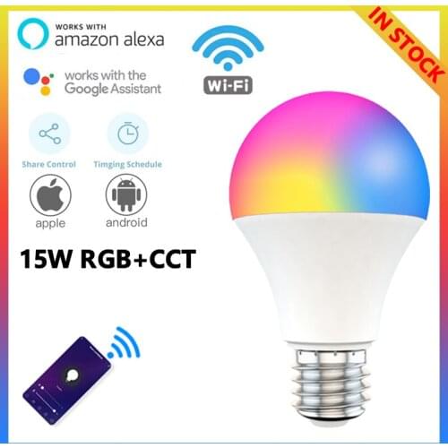 15W B22 E27 Tuya WiFi Smart Light Bulb RGB LED Lamp Dimmable With Smart Life APP Voice Control Google Cloud Intelligence Login