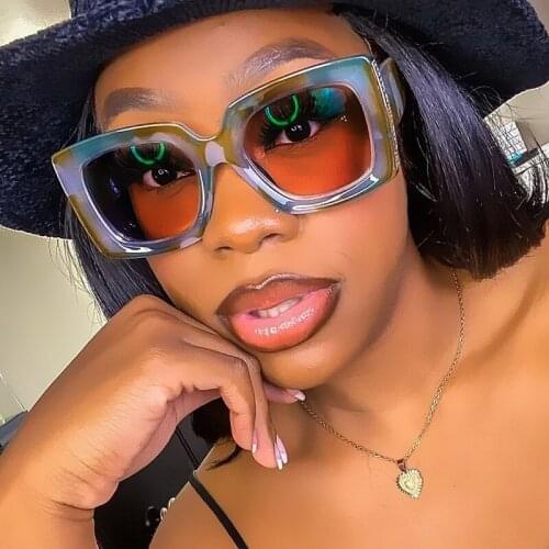 Vintage Black Gradient Square Sunglasses For Women 2021 Luxury Brand Elegant Uv400 Sun Glasses Female Leopard Shades Wide Leg