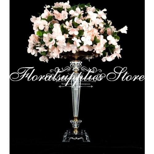 Wedding Decorations Crystal Flower Stand Gold Silver Metal Candle Holder Table Centerpiece 72/46 cm Tall
