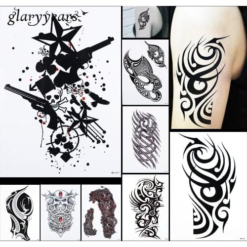 8 Pieces Symbol Arm Pattern Design Tattoo Sticker Temporary Skull Gun Unisex Waist Body Art Waterproof Tattoo Sticker Cool HB#10