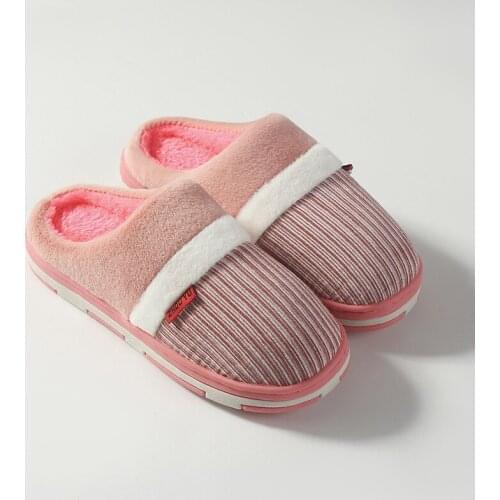Ladies New Cotton Slippers Winter Warm Anti-skid Couple Splicing Indoor Korean Home Slippers