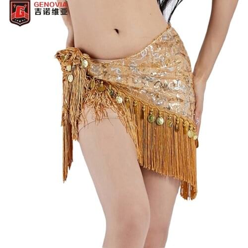 Women Belly Dance Costume Hip Scarf India Dance Belt Coins Wrap Skirt 18 Colors