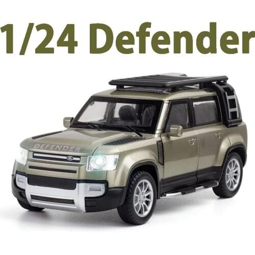 1/24 Land Rover Defender Die Cast Vehicle Alloy Car Models High Simulation SUV Toy With Pull Back Kids Gifts Adults Collections
