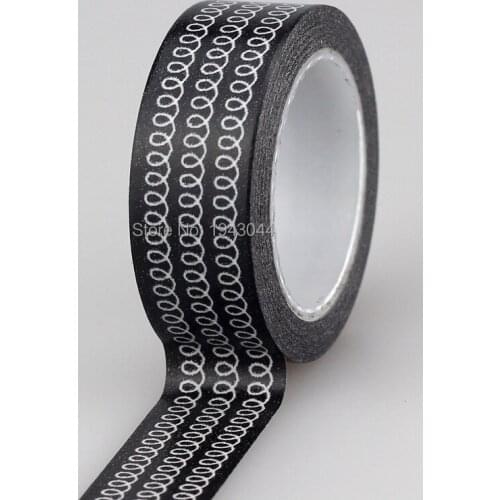1X Cute Black Japanese Washi Tape Paper 15mm*10m Kawaii DIY Scrapbooking Tools Masking Tape Photo Album Diy Decorative Tapes