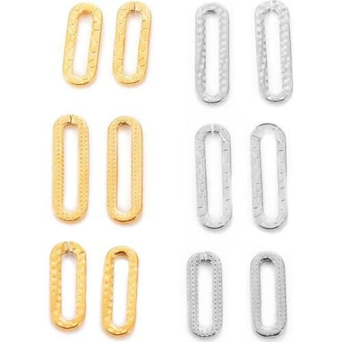 10pcs Stainless Steel Oval Charms Embossing Earrings Findings DIY Jewelry Making Handmade Accessories Bracelet Connectors