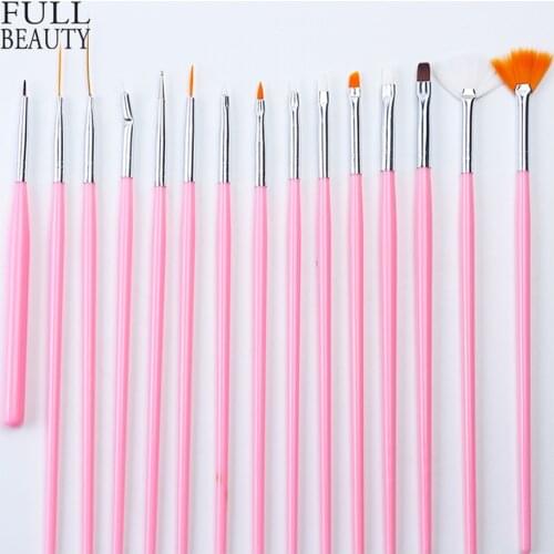 15pcs/set Acrylic Nail Brush Set Gradient Nail Art Dotting Pen DIY Painting Drawing Liner Brush For UV Gel Manicure Tools CH1050