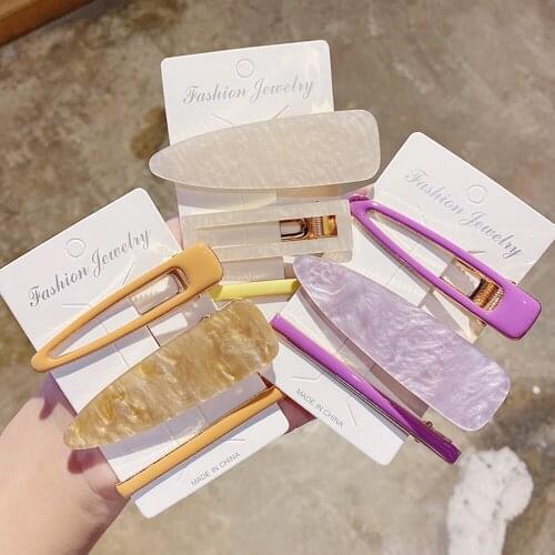 3Pcs/Set 2021 Pearl Crystal Acrylic Hair Clips for Women Retro Geometric Barrettes Hairpin Girl Hair Accessories Fashion Jewelry