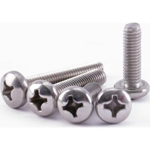 304 Stainless Steel Screw Phillips Cross Countersunk Round Head Flat End Screws Metric Machine Screw Bolt M4 M5 M6 M8 M10