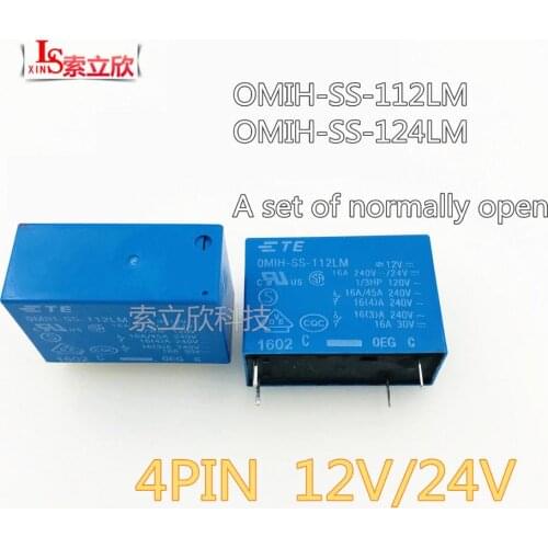 5PCS/LOT NEW Relay OMIH-SS-112LM OMIH-SS-124LM OMIH SS 124LM OMIHSS 112LM 12VDC 24VDC 12V 16A 4PIN A set of normally open