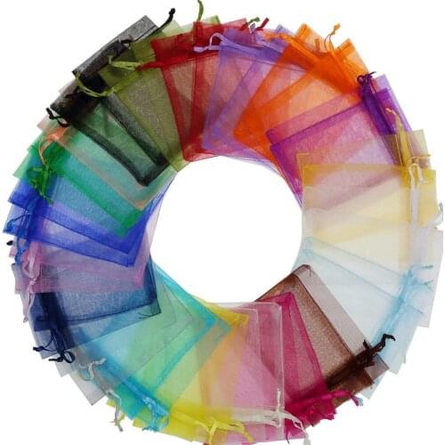 7*9 Cm Color Hard Yarn Gift Bags Organza Bag Mesh Wedding Candy Bag Purl Yarn Storage Tulle Fabric Pouches Wholesale