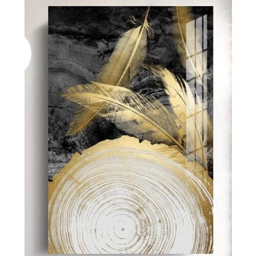 Abstract Swirling Canvas Painting Gold Gray Black Feather Prints And Posters Wall Art Decor Pictures Painting By Numbers Home