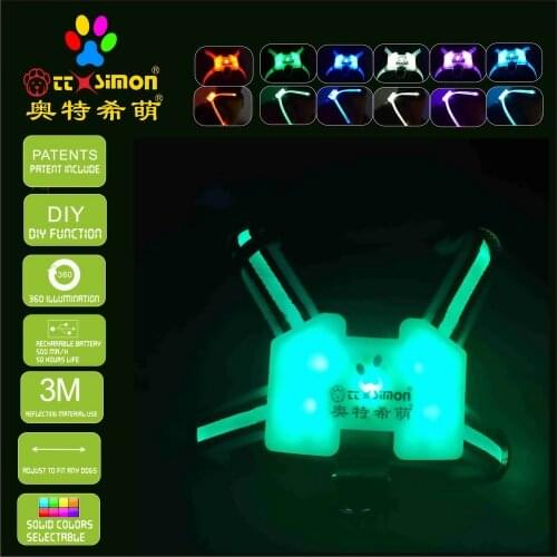Dog accessories for large dogs 7 in 1 color Dog Harness Glowing USB Led Collar Puppy Lead Pets Vest