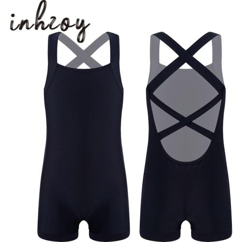 Girls Ballet Leotard Bodysuit Dance Unitard Sleeveless Crisscross Back Ballet Dance Gymnastics Leotards Jumpsuit Kids Dance Wear