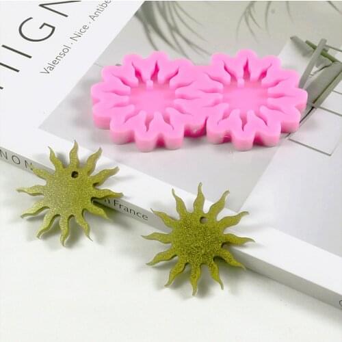 DIY Sun Shaped Resin Earring Mold Handmade Keychain Mold Phone Pendant Crystal Epoxy Silicone Molds for Resin Jewelry Making
