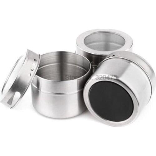 200Pcs/Lot Handy Salt Kitchen Storage Spice Jars Flavoring Container Stainless Steel Magnetic Tins