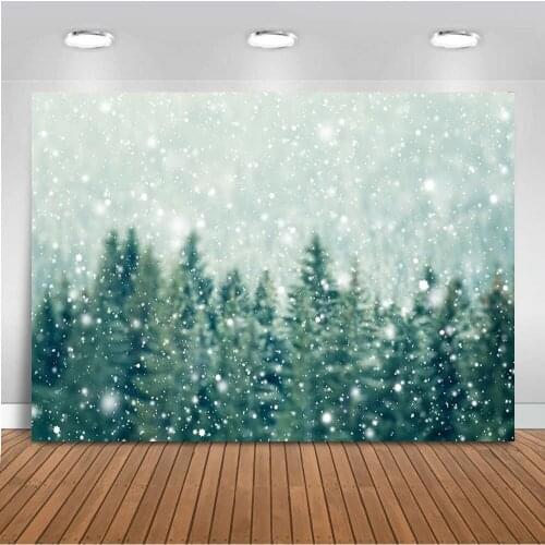 Photography Backdrop Winter Snow View Background for Photo Studio Christmas portrait Photographic Studio Pine Snow White Prop