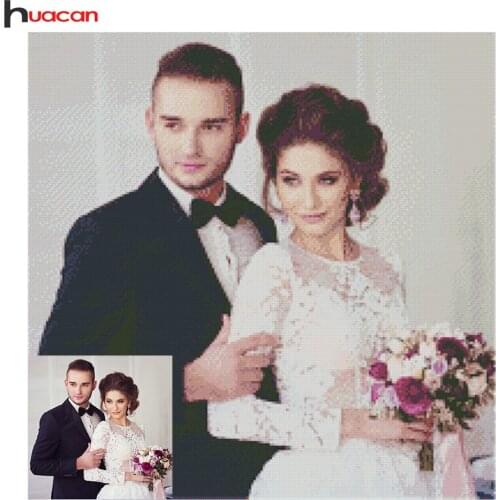 HUACAN Diamond Painting Photos Custom Full Square Picture of Rhinestones Diamond Embroidery Baby,Wedding and Parents gift