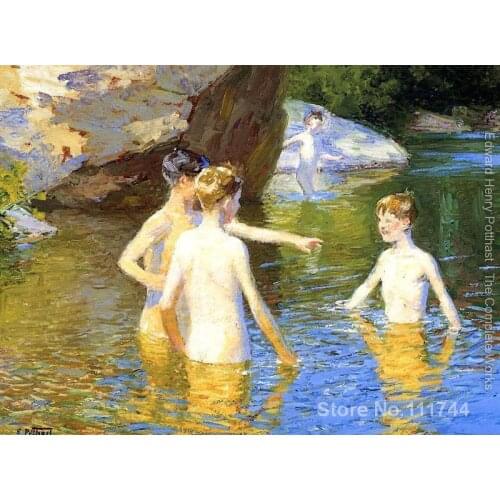 Art beach paintings In the Summertime by Edward Henry Potthast canvas art High quality Hand painted