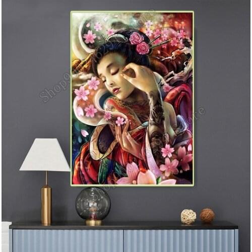 Japanese Geisha 5D DIY Diamond Painting Beauty Full Square Round Rhinestone Embroidery Cross Stitch Mosaic Home Decor FF3731