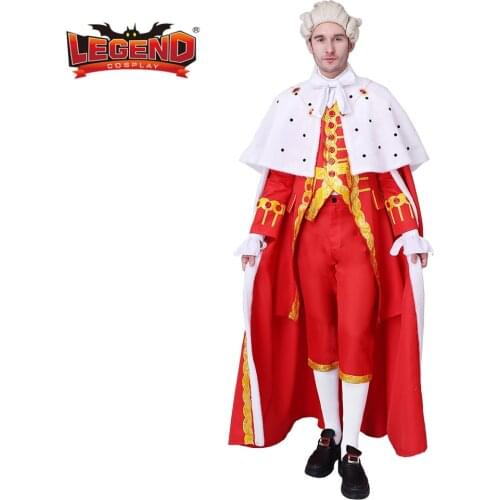 Cosplay legend Musical Hamilton Cosplay Costume King George Washington Suit With Cloak Colonial Kings Royal Suit WH001