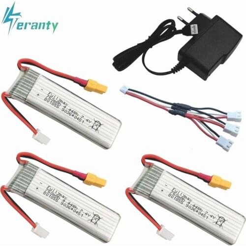 Upgraded 750mAh 7.4V Lipo Battery Charger Set For XK K130 RC Six-way Brushless Aileron Helicopter Spare Parts Accessories 801855