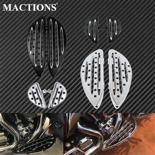 Motorcycle Front Driver Floorboard Rear Passenger Footpeg Footrest Pedal Black/Chrome For Harley Sportster Touring Dyna Softail