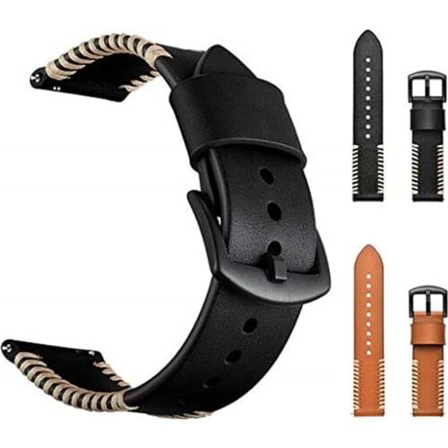 Mens Leather Woven Gear For Samsung Galaxy Watcch Gear Sport S2/3/4 Adjustable Band Release For Gear Classic Series 20/22mm