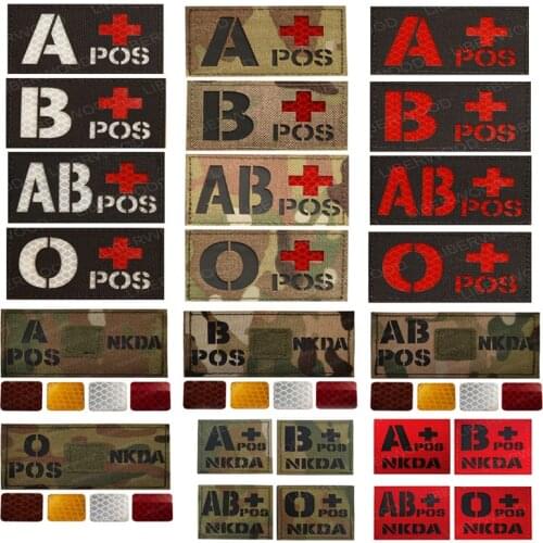 Blood Type Infrared Reversed Patch A+ B+ O+ AB+ POS Positive NKDA Badge CP Military DIY Patches for Clothing Parche Militar