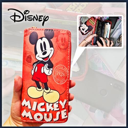 Disney New Mickey Lady Wallet Cute Long Zipper PU Large Capacity Multi-card Slot High Quality Clutch Bag Anime Luxury Wallet