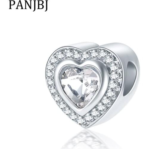 New Original Bead Sparkling Love Charm Clear CZ Fit Bracelet Necklace DIY Women Jewelry