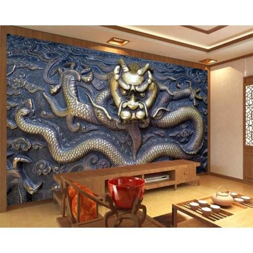 Beibehang Custom Wallpaper 3D Large Dragons Relief Mural TV Background Wall Living Room Bedroom Background Mural 3d wallpaper