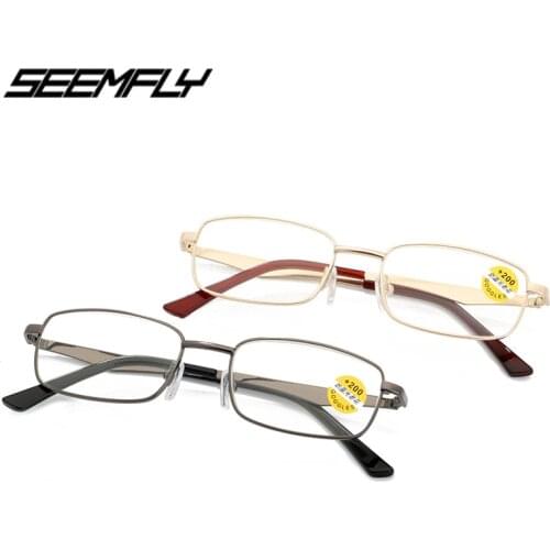 Seemfly Classic Anti Blue Light Reading Glasses Metal Full Frame Unisex Transparent Lens Presbyopia Eyewear Men Women New